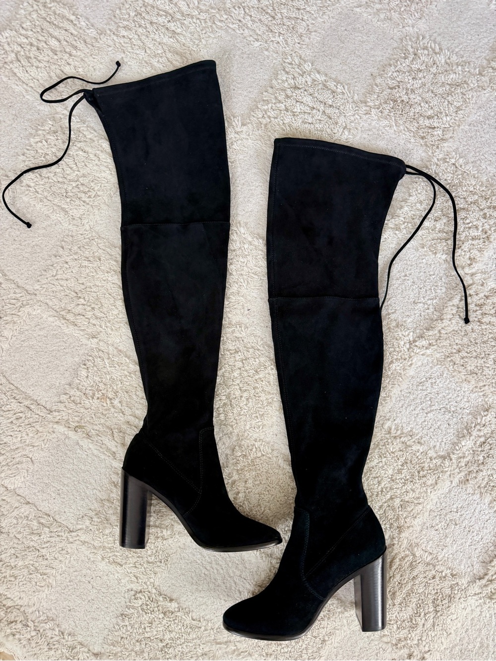 FRYE Black Over-the-Knee Thigh High Heeled Suede Boots